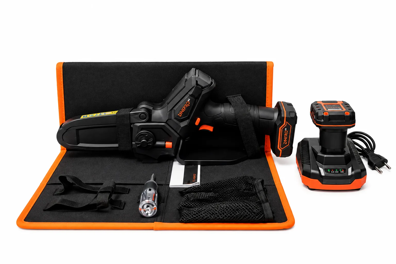 Kit Fierăstrău cu lanț DNIPRO-M CS-12 + 2 Acumulatori BP-125 4Ah + Încărcător FC-124