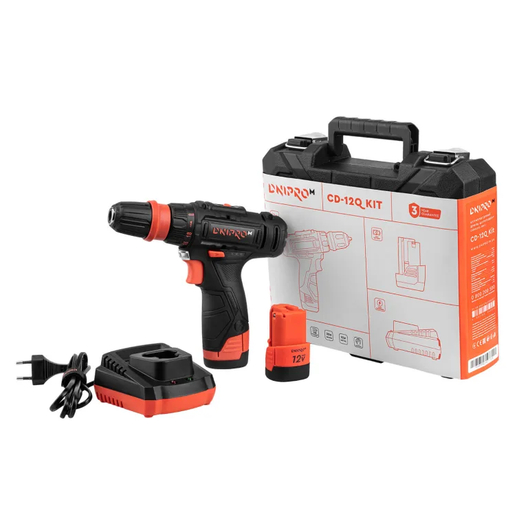Mașină de găurit și înșurubat cu acumulator Dnipro-M CD-12Q Kit