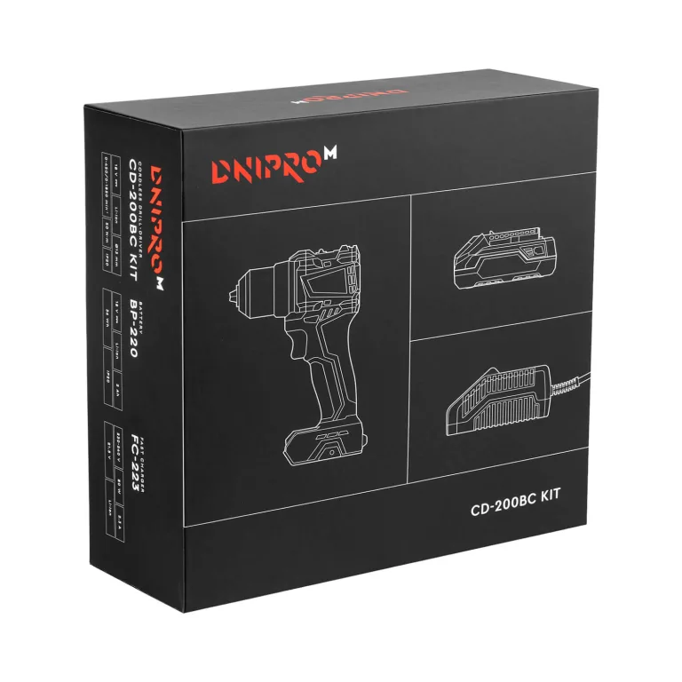 Mașină de găurit și înșurubat cu acumulator Dnipro-M CD-200BC KIT — imagine 2