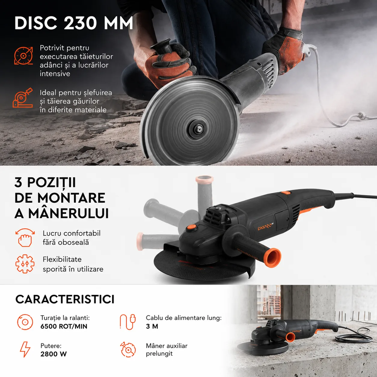Polizor unghiular Dnipro-M GL-280 — imagine 2