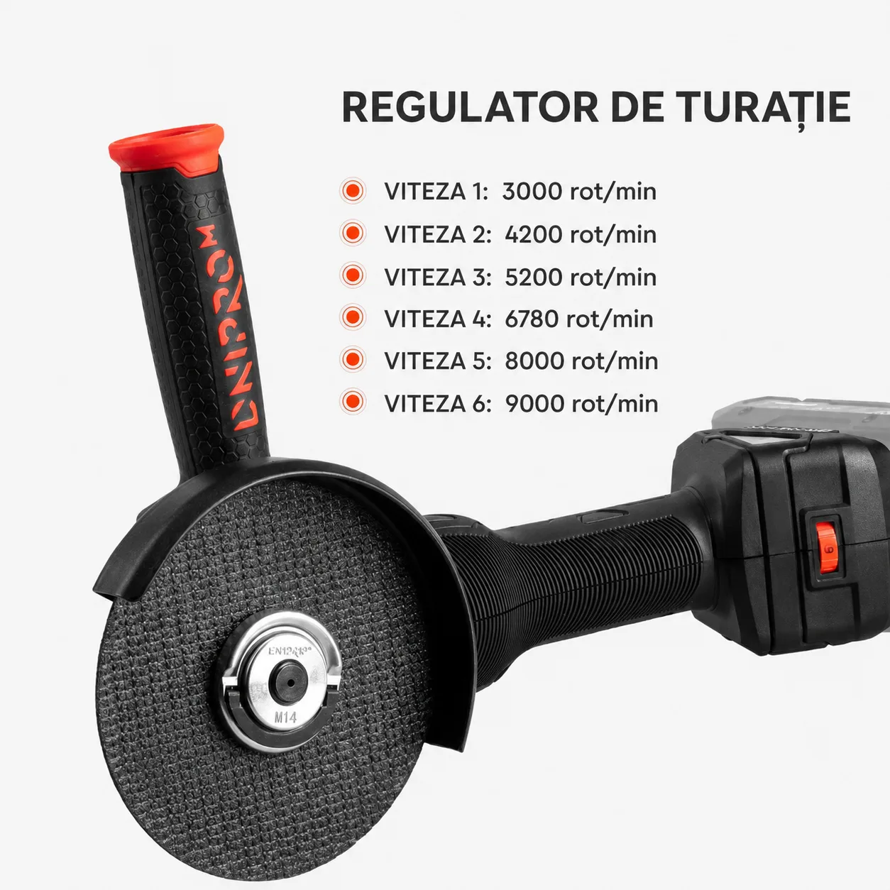 Polizor unghiular cu acumulator Dnipro-M DGA-202SBC, fără acumulator și încărcător
