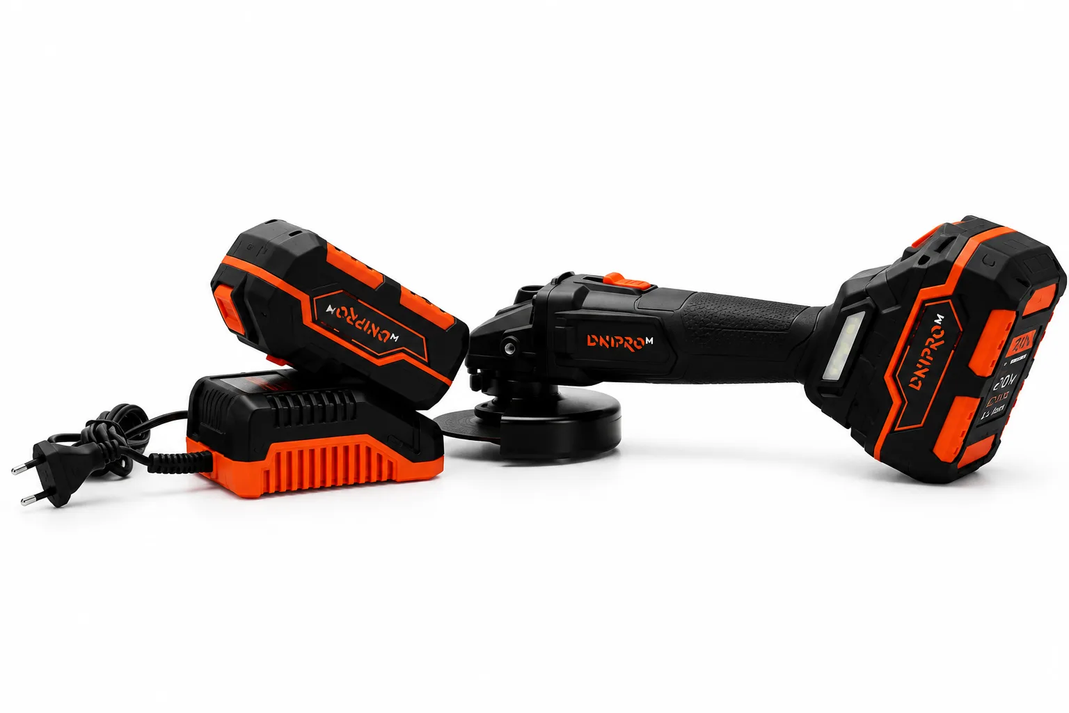 Kit Flex DNIPRO-M DGA-200BC ULTRA 20V Brushless, 125 mm + 2 Acumulatori BP-240 4Ah + Încărcător Rapid FC-230